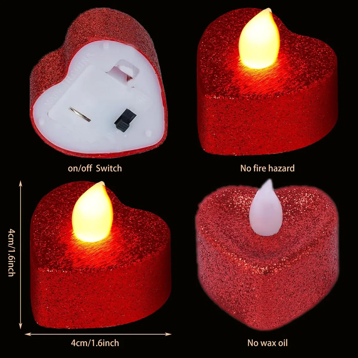 24 candele luminose a LED romantico a forma di cuore, decorazioni romantico, per San Valentino, senza fiamma, per la tavola del matrimonio