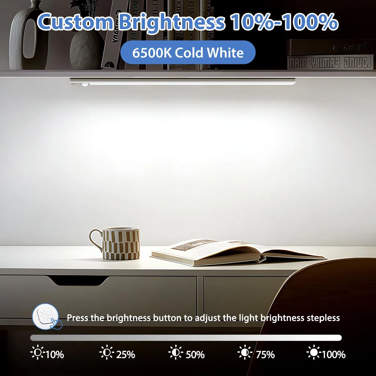 Luce Armadio LED, Armadio Led con Sensore di Movimento, USB Ricaricabile Magnetica Lampada, Dimmerabile Luce Led Sottopensile per Cucina Scale Corridoio Bagno Garage