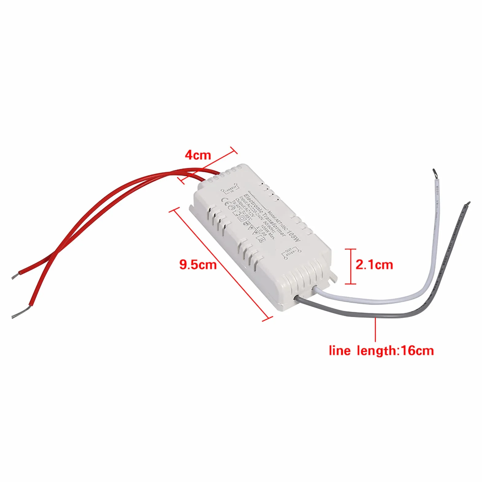 Lampada Alogena 12V Driver per Lampadina Alimentatore Trasformatore Elettronico Guscio in Plastica 105W Max con Tensione di Ingresso AC220-240V per Luci Al Quarzo 12V