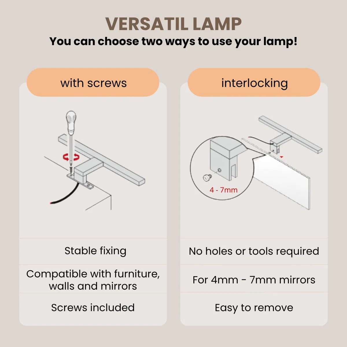 Evotrade Applique LED 30 cm. per Specchio Bagno - Lampada IP44 Waterproof, Luce Uniforme, Ideale per Cucina, Bagno e Ambienti Moderni - 4000K - Luce Neutra (Colore: Cromato)
