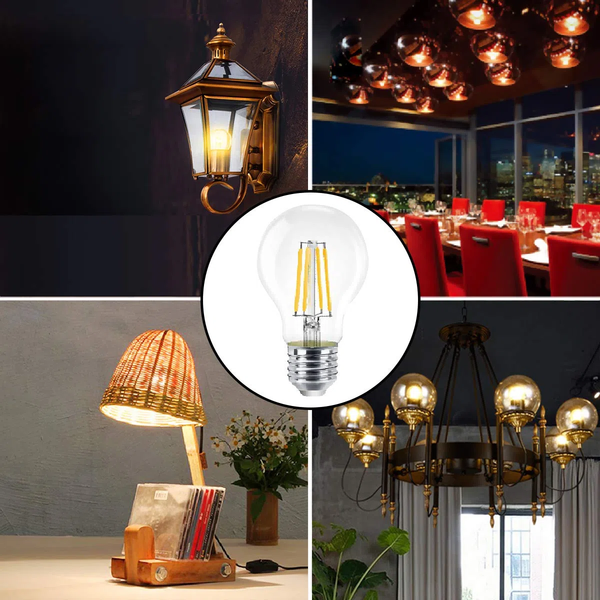 EXTRASTAR Lampadina LED E27,8W (equivalenti a 66W), 950lumen,Trasparente luce calda- Pacco da 6