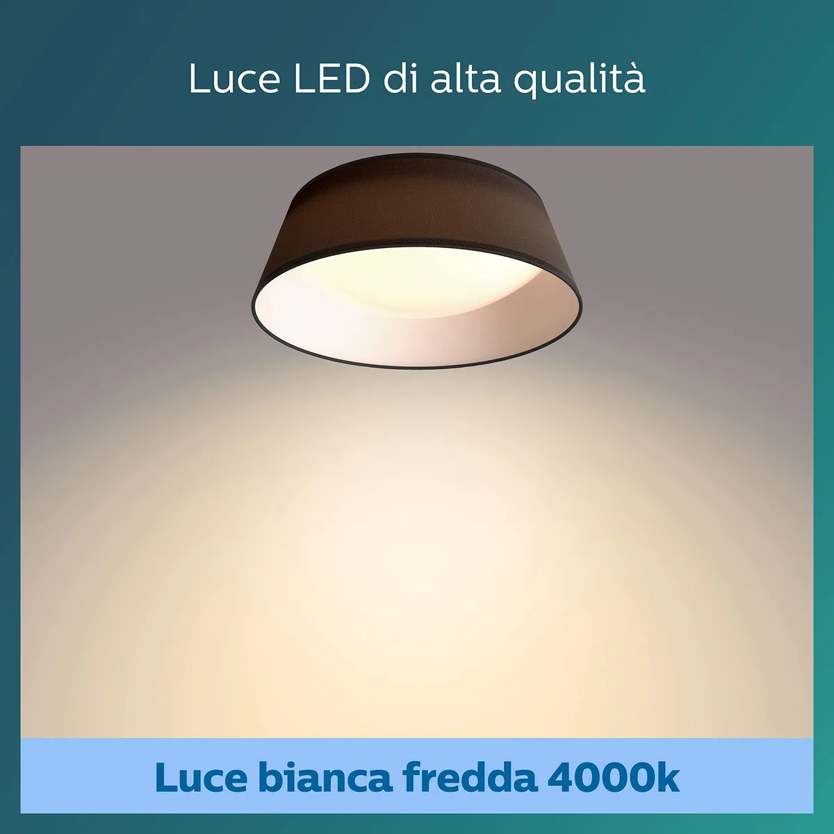 Philips Lighting Lampada da Soffitto LED Dawn, Equivalente a 14W, 30K, Luce Bianca Calda, Non Dimmerabile, Nero