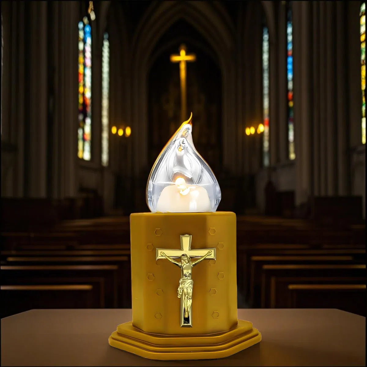 Candele a LED per cimiteri e chiese candele a batteria con effetti fiamma oscillante resiste pioggia sole durata 210 giorni (ORO)