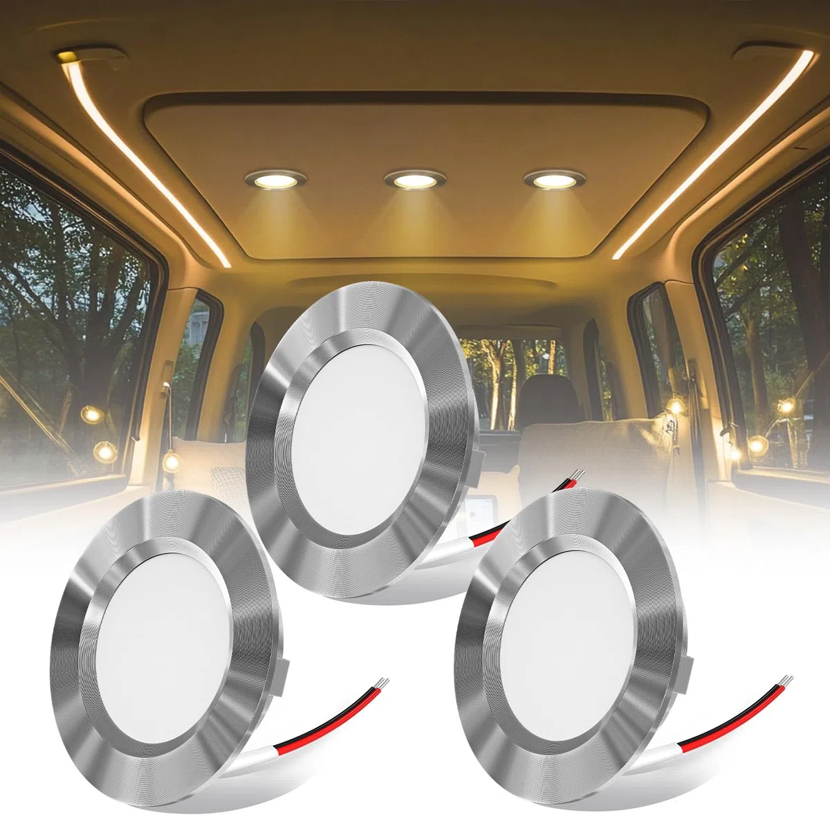 Mini LED Spot da Incasso 12V 3.5W - Bianco Caldo 3000K per Mobili, Camper, Vetrine, Scaffali (Set di 3)