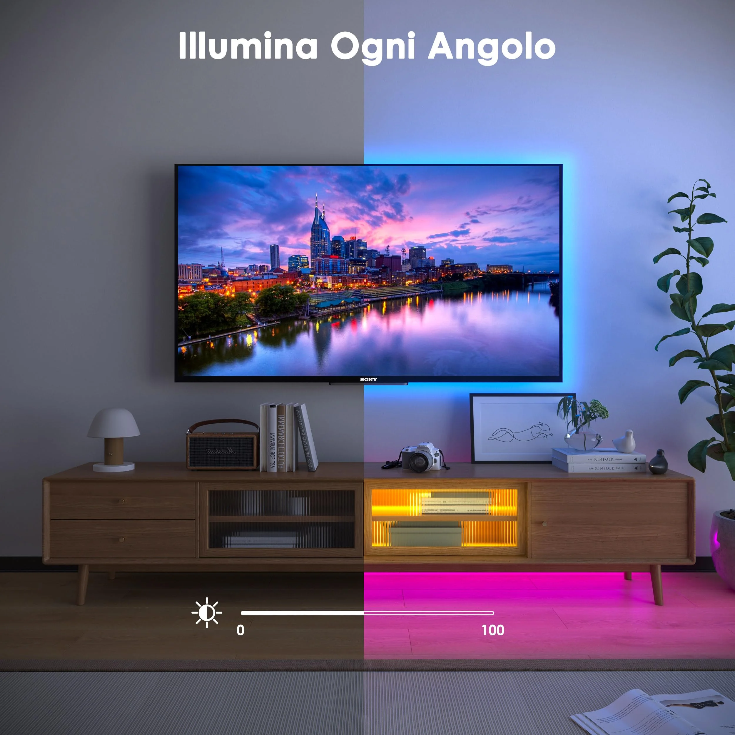 HOVVIDA Striscia LED 20m WiFi, Compatibile con Alexa e Google Home, 30 LED/metro, 2x10m, Luci RGB 24V 600 LED, APP e telecomando, modalità musica, LED per stanza, cucina, camera da letto, fest