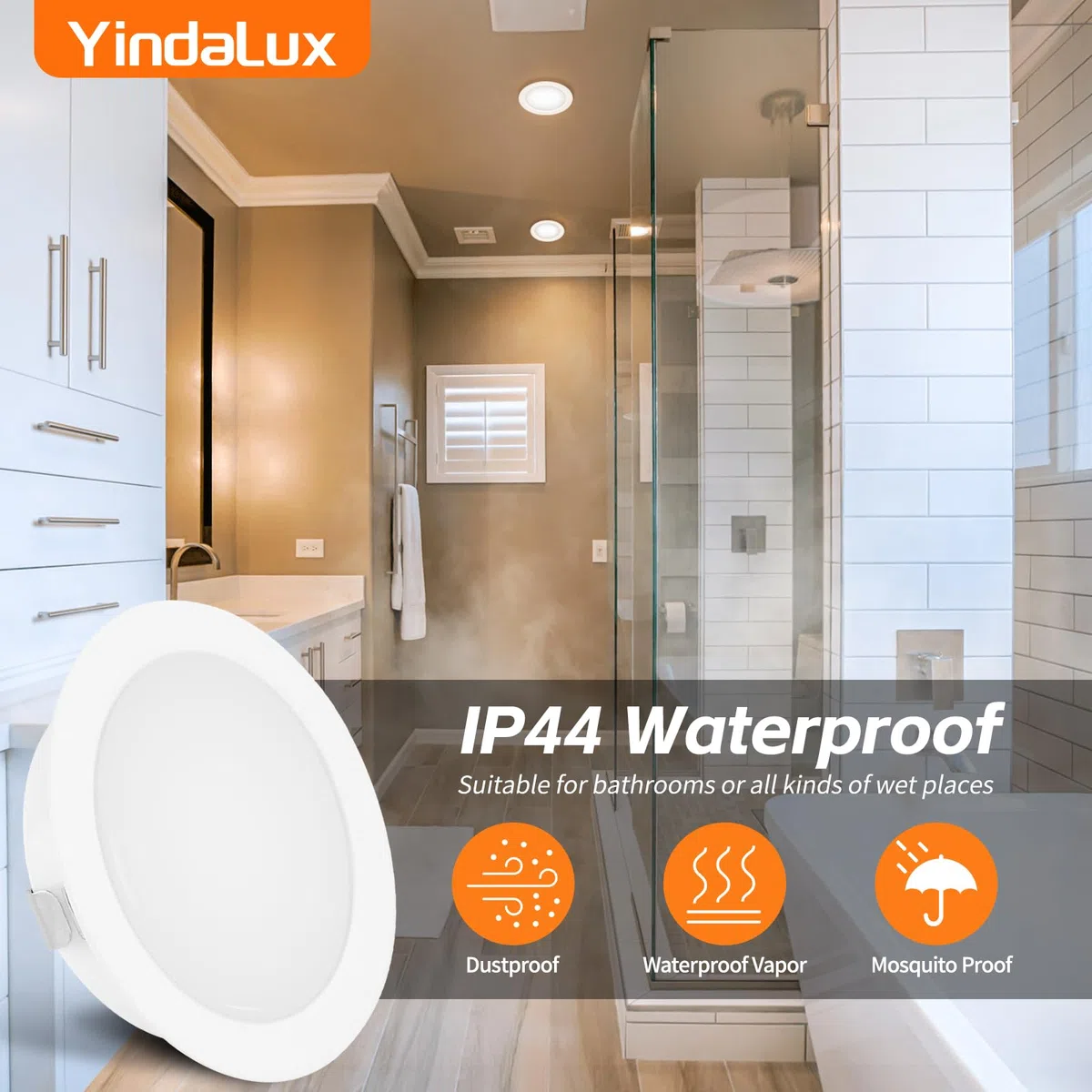 YindaLux Set di 3 Faretti LED da Incasso 230V 3W 4000K Neutro, 15mm Ultra Piatti per Cartongesso, 300LM Apertura Soffitto 55-58mm, IP44 Soffitto, Bianco