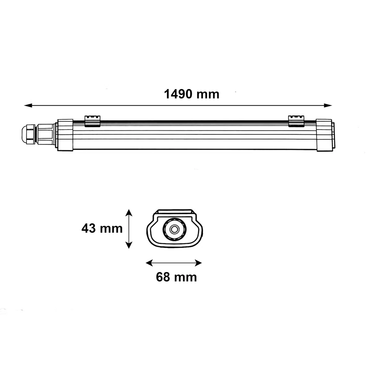 Silamp Plafoniera LED Stagna 60W 220V 150cm IP65 Luce Bianca