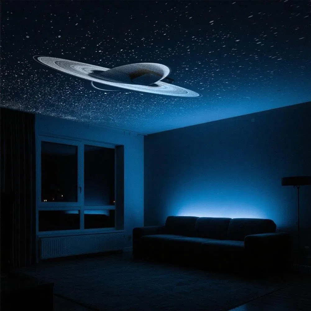 Galaxy Projector Night Light, USB Stars Space Starry Sky Projector Lamp LED Starlights Projection Portable Adjustable for Bedroom Car Roof Interior Ceiling (White-Saturn)