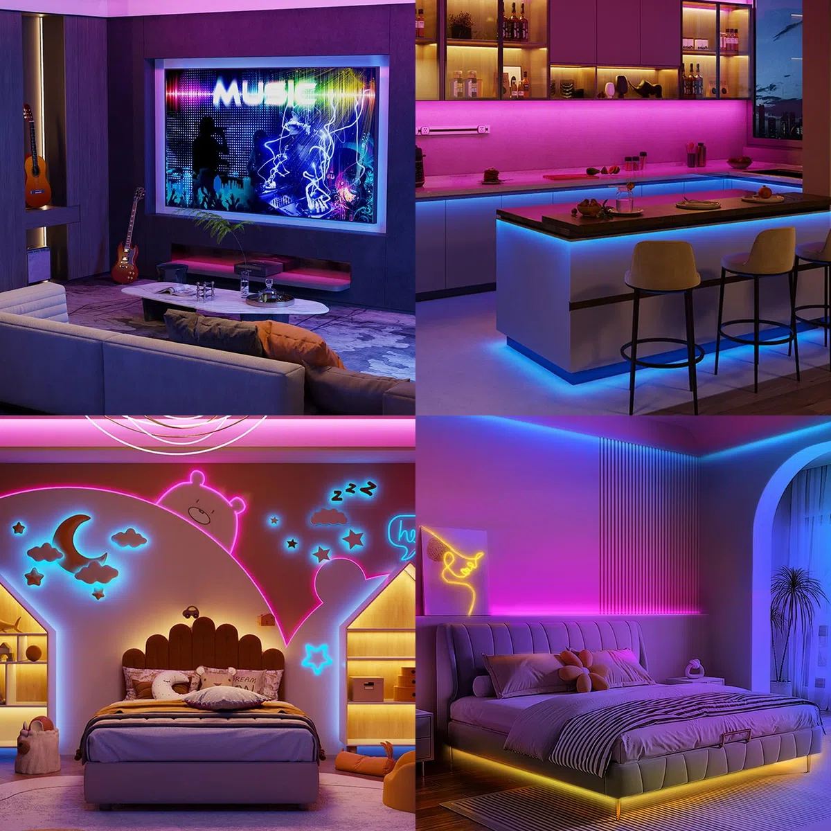 HOVVIDA Striscia LED 20m WiFi, Compatibile con Alexa e Google Home, 30 LED/metro, 2x10m, Luci RGB 24V 600 LED, APP e telecomando, modalità musica, LED per stanza, cucina, camera da letto, fest