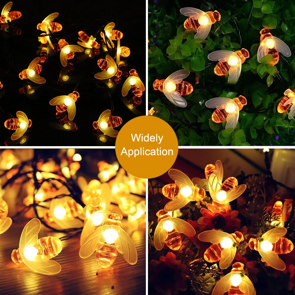 Solare Luci da giardino, 7M 50 LED Ape, 8 modalità Stringa di luce, IP65 impermeabile Illuminazione esterna, Illuminazione solare per Casa, patio, recinzione, festa, Natale, albero (Bianco caldo)