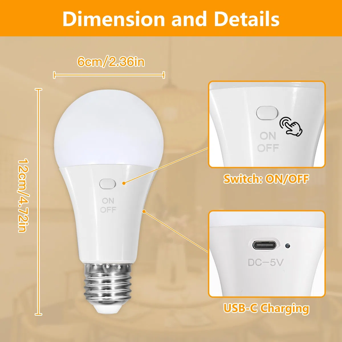 Ricaricabile Lampadina LED E27 Con Funzione Temporizzazione - Luci LED a Batteria 7 W Con Telecomando - Lampada Campeggio 3 Temperature di Colore - RGB Dimmerabile Lampada Emergenza, 2 Pack
