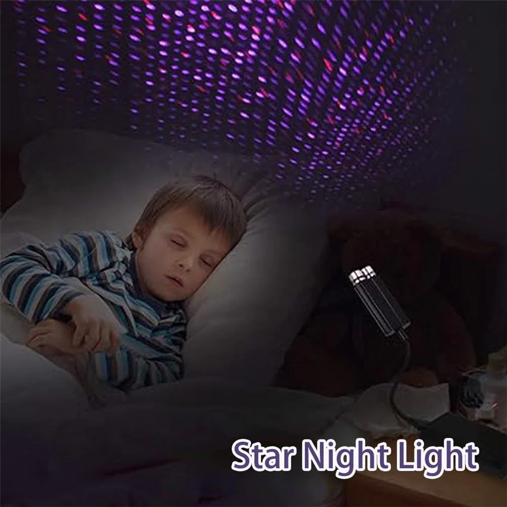 Romantiche Luci Da Tetto Automatiche Usb, Decorazioni Portatili Con Proiettore Di Stelle, Luce Notturna A Stelle, Illuminazione Interna, Con Spina E Festa, Per Auto/Casa/Festa (Red-Blue)