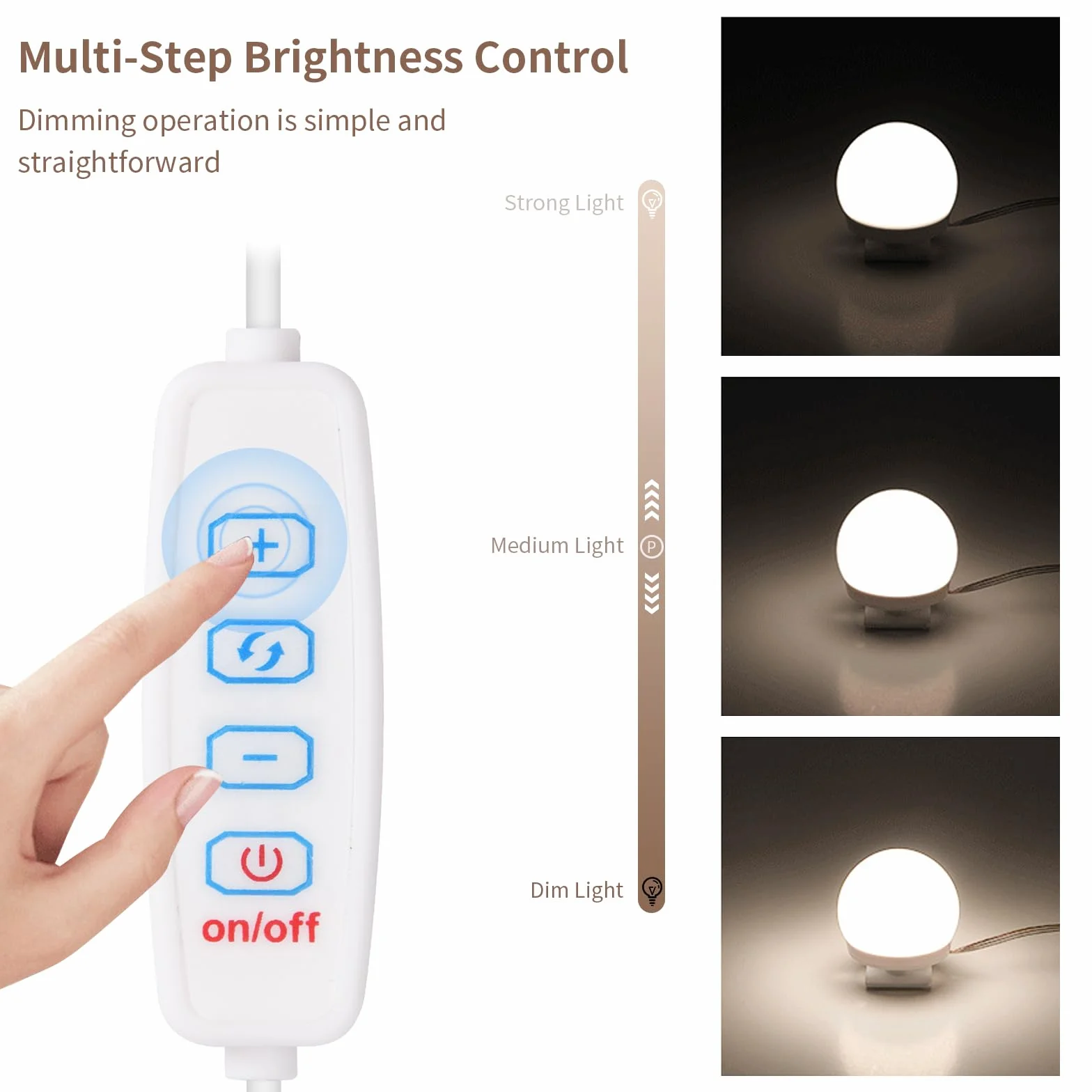 Jinlaili Luci da Specchio, 10 Lampadine Dimmerabili, Luci da Specchio a LED in Stile Hollywoodiano, Lampade da Toeletta, Lampada da Trucco a LED con 3 Colore, Luci per Trucco per Specchio Cosmetico