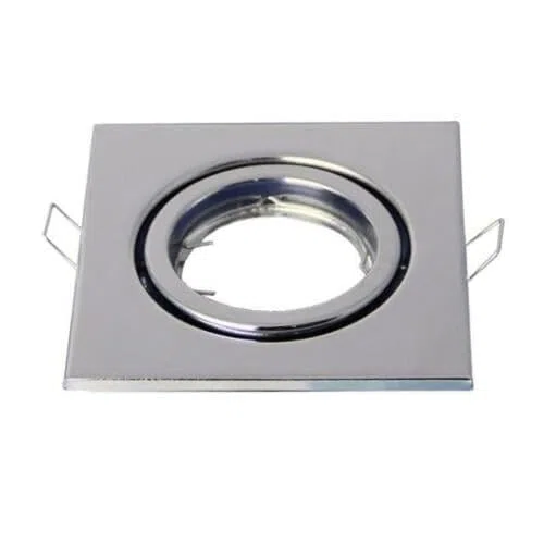 2x Portafaretto GU10/MR16 Quadrato Orientabile 8.2x8.2cm Cromo Lucido