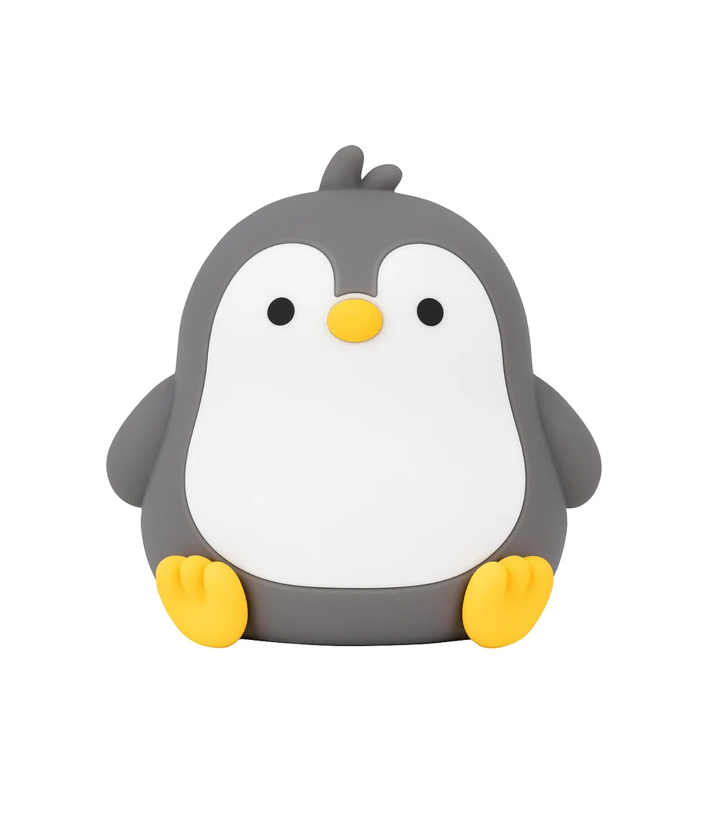 Lampada in silicone feel at home, Pinguino, Luci rgb, 7 diverse colorazioni, Pack personalizzato, Bambini e adulti, Idea regalo