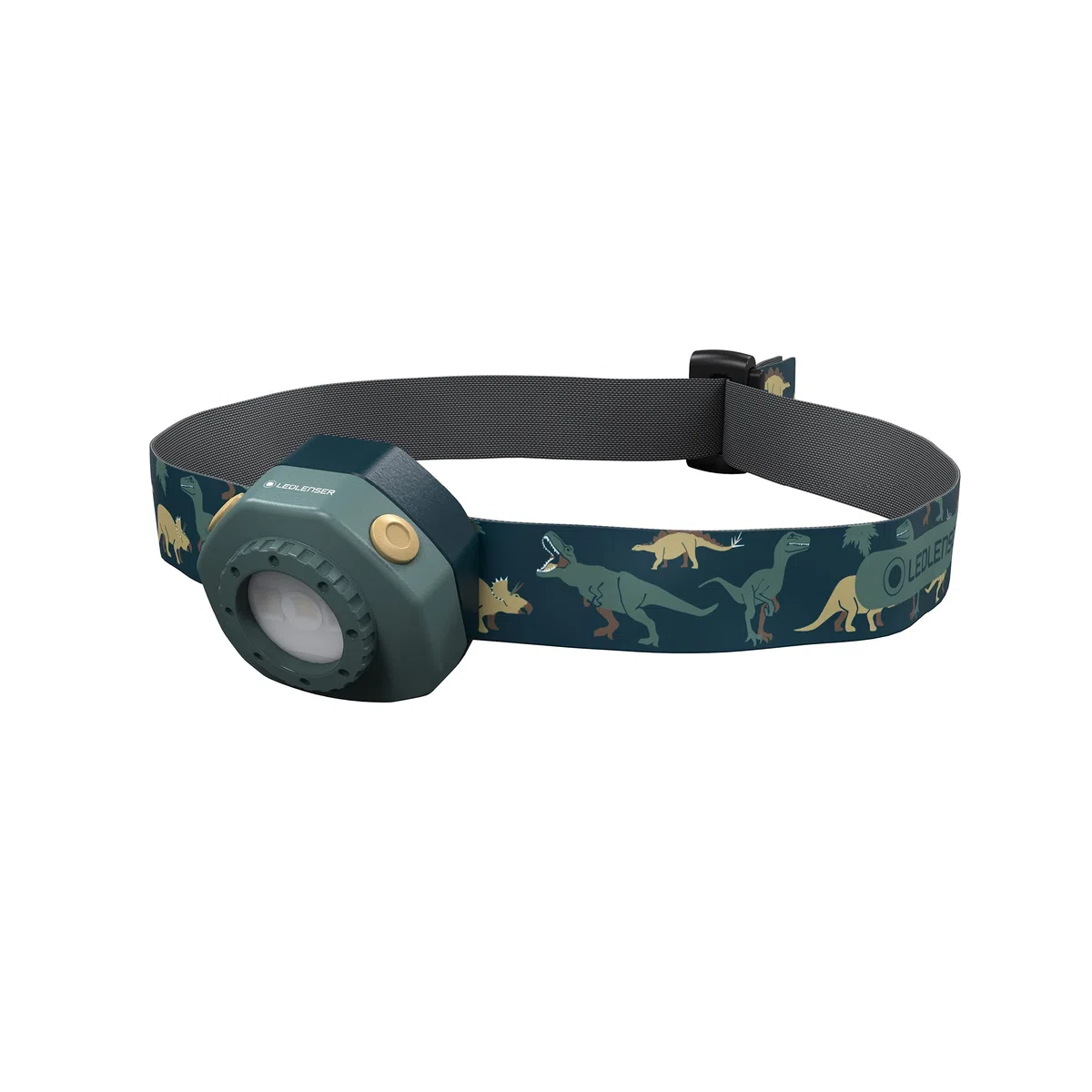 Ledlenser KIDLED4R - Lampada frontale ricaricabile per bambini, LED 3 colori, verde dinosauro, leggera, funzione di spegnimento automatico, clip per zaino- Per leggere, campeggiare, regalo per bambini