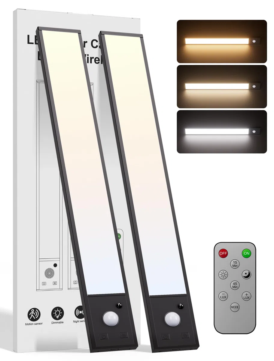 2 Pack Led Sottopensile Cucina Senza Fili,30cm Dimmerabile Magnetica Ricaricabile Luce Armadio Led con Sensore&Telecomando,Lampada per Cucina Scale Soggiorno Bagno Camere da Letto