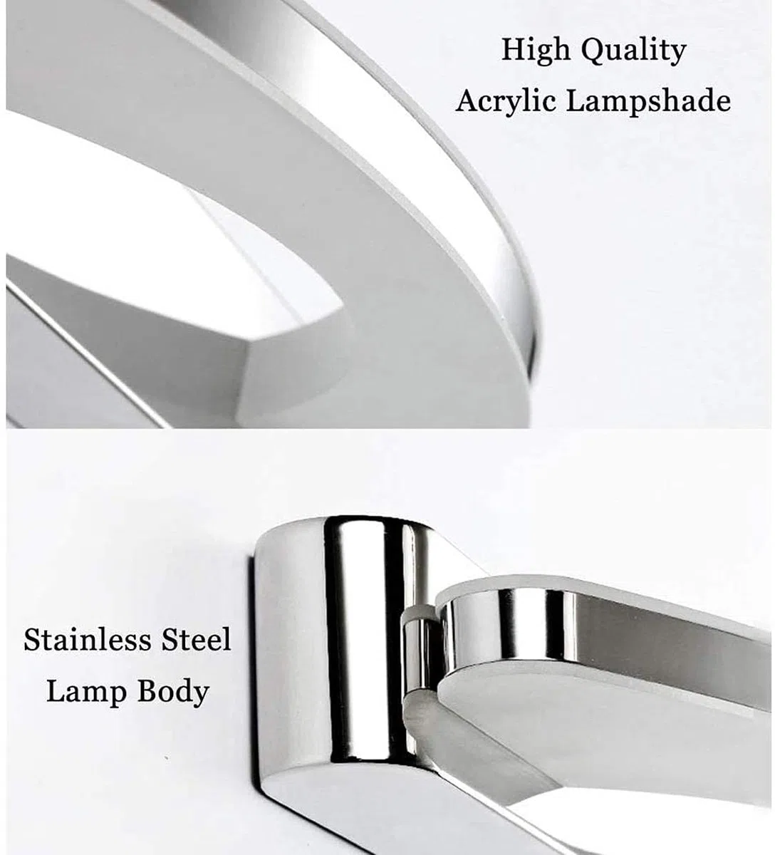 Specchio da Bagno a LED Impermeabile - Applique angolare Regolabile con Design Anti-Schizzi in Acciaio Inossidabile, Illuminazione Perfetta per l'arredamento di casa e bagni Modern