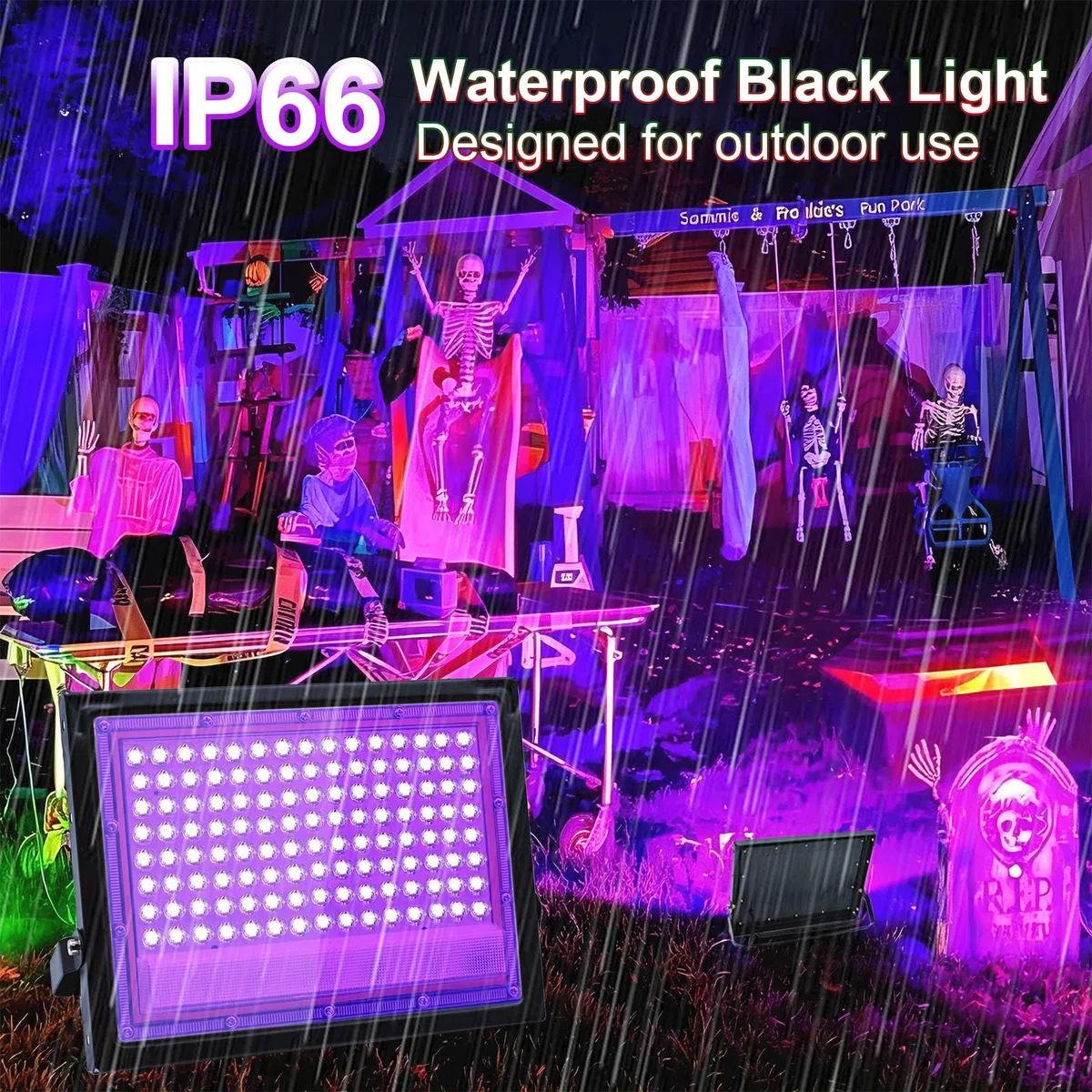 Faretto UV LED 100W, IP66 Impermeabile Luce Nera, 395-400NM LED Luce Nera UV con 1,5m Spina Interruttore per Halloween, Pittura Del Corpo, Poster Fluorescente, Bar, Acquario