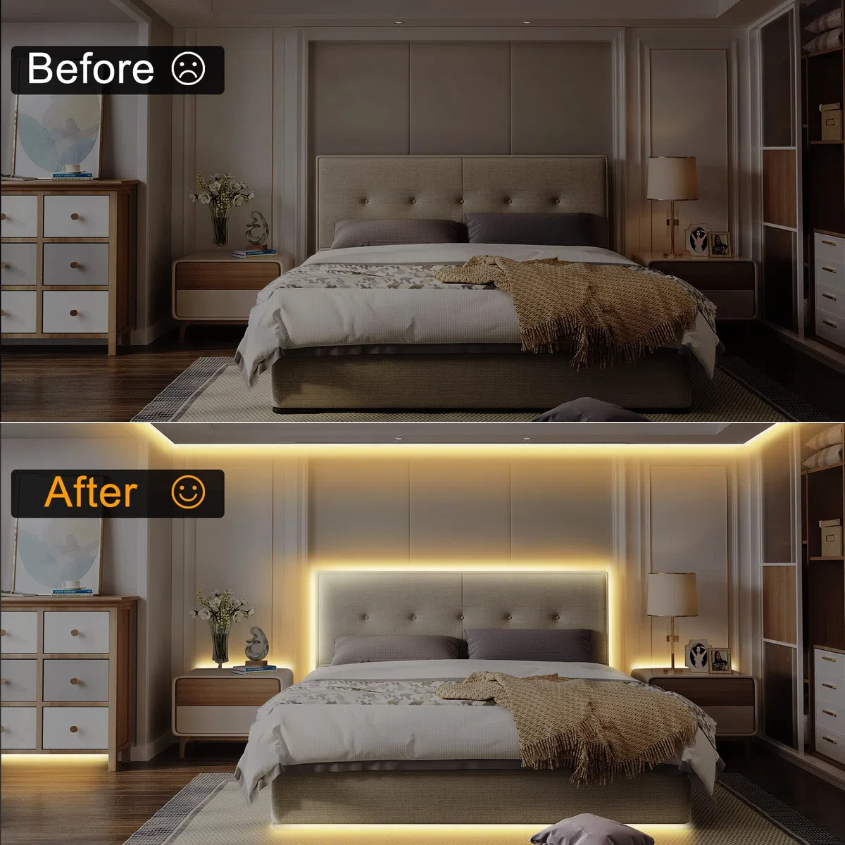 Tatazone Kit di strisce LED COB bianche sintonizzabili da 3 m, CCT 2700K-6500K ultra luminoso COB con telecomando RF, nastro LED COB dimmerabile per armadio da cucina, camera, TV