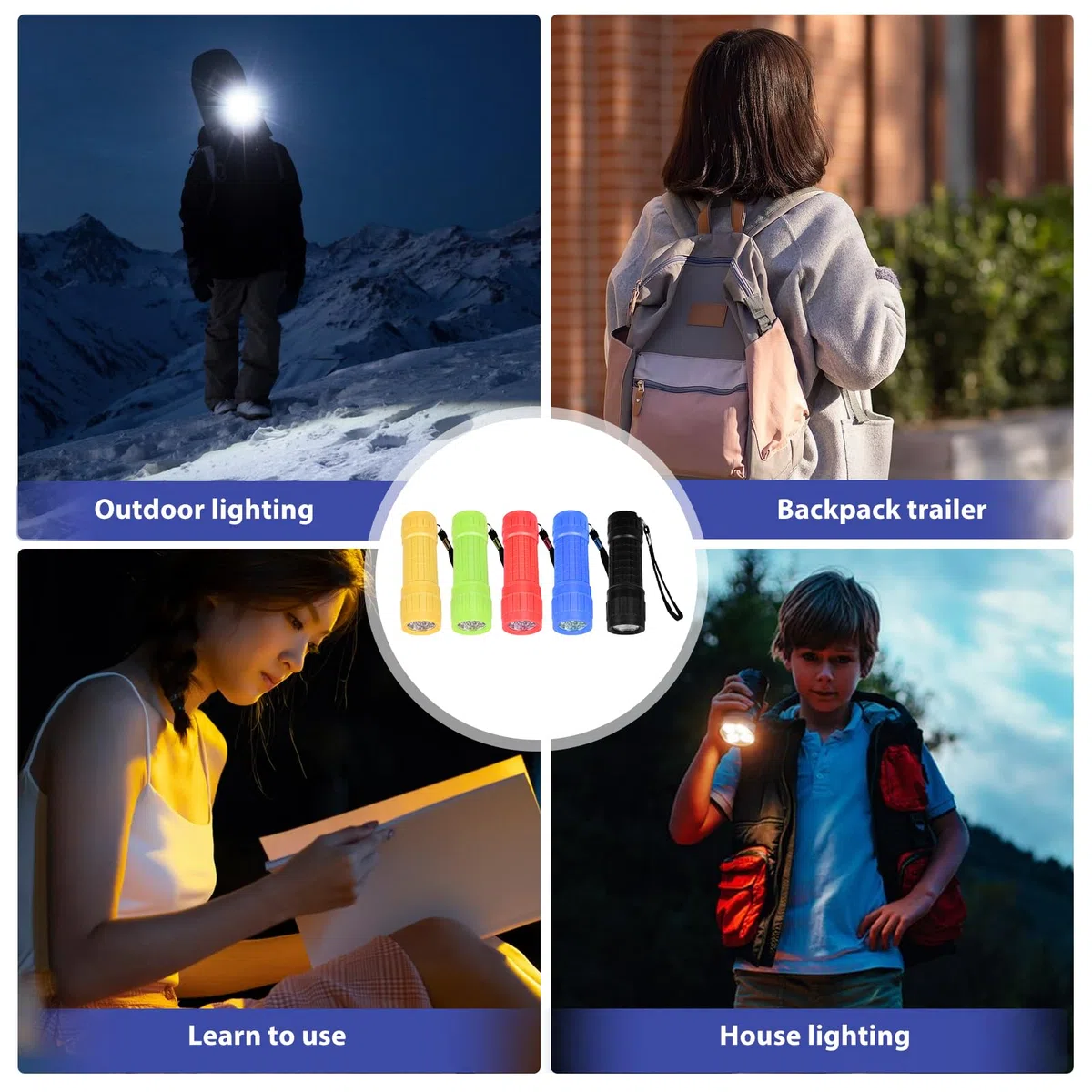 Sporgo 10 pezzi torcia per bambini: mini torcia a LED per bambini con 9 LED, torcia a mano con cordino per campeggio, attività all'aperto, escursioni, emergenze