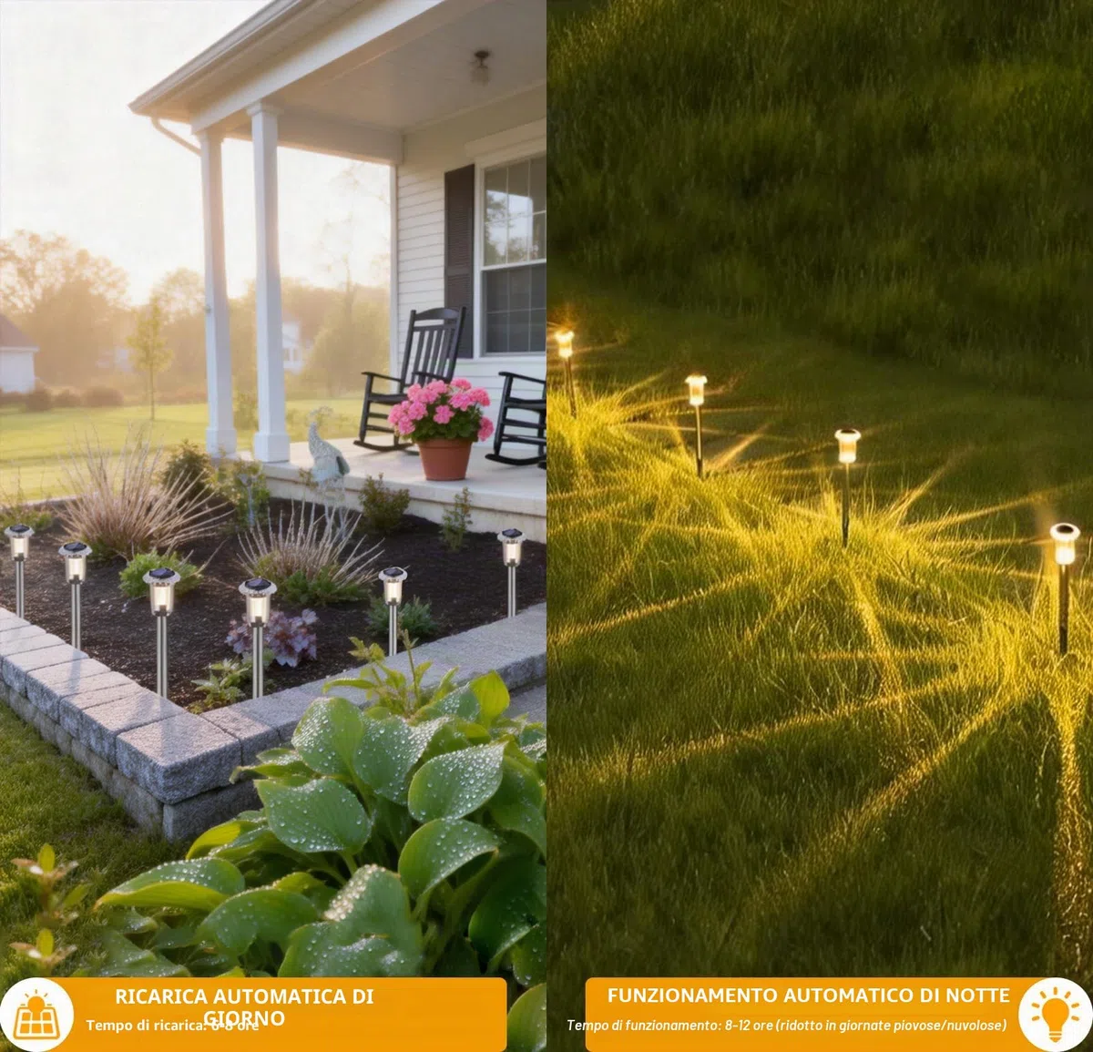 Aourow Lampade Solari da Giardino per Esterni, 6 Pezzi Lampade da Giardino a Luce Calda Solari, Lampade Solari LED Impermeabili per Giardino, Balcone, Terrazza, Prato, Vie, Cortile