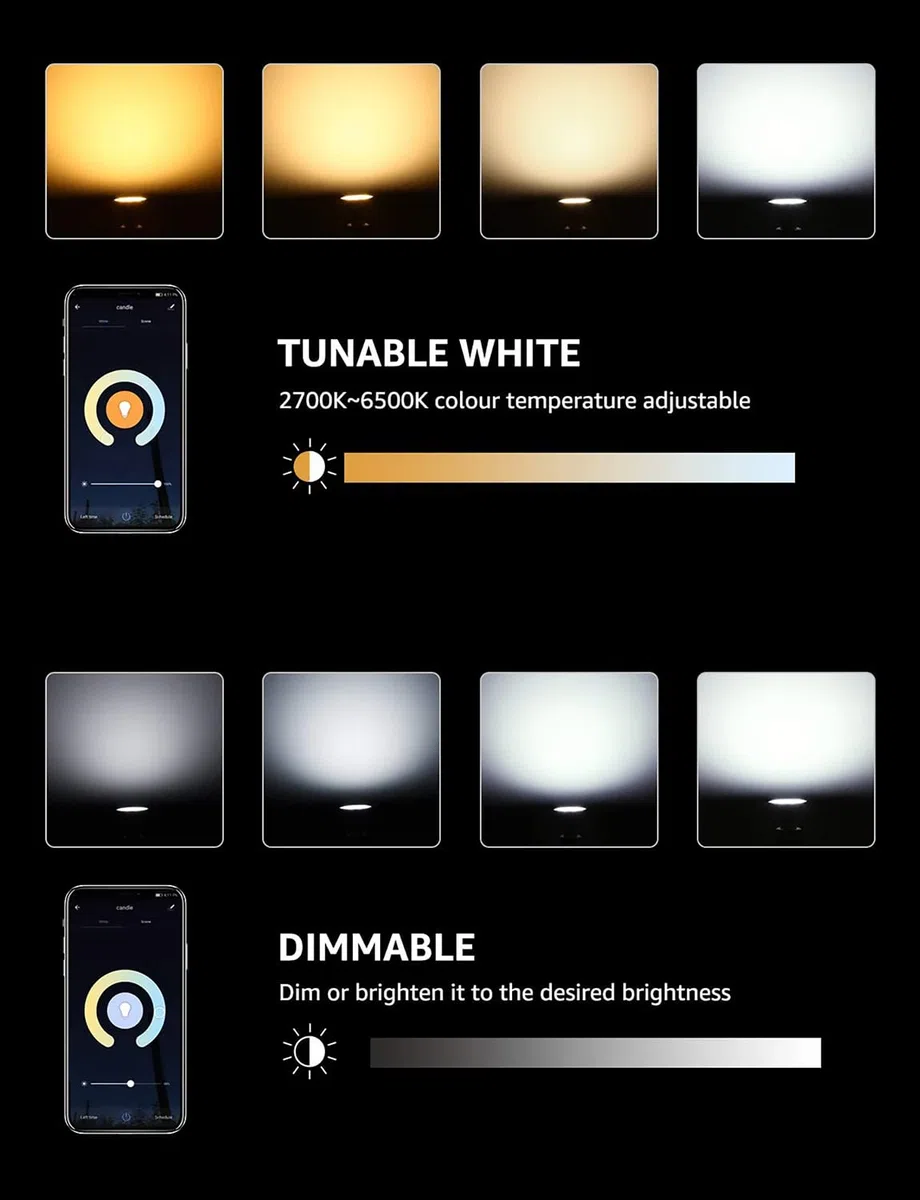 Lepro Lampadina LED GU10 WiFi Intelligente, Smart Lampadine Compatibile con Alexa e Google Home, Luce Dimmerabile Bianco Caldo a Freddo (2700K - 6500K), 4.5W (=50W), Nessun Hub Richiesto, 2 Pezzi