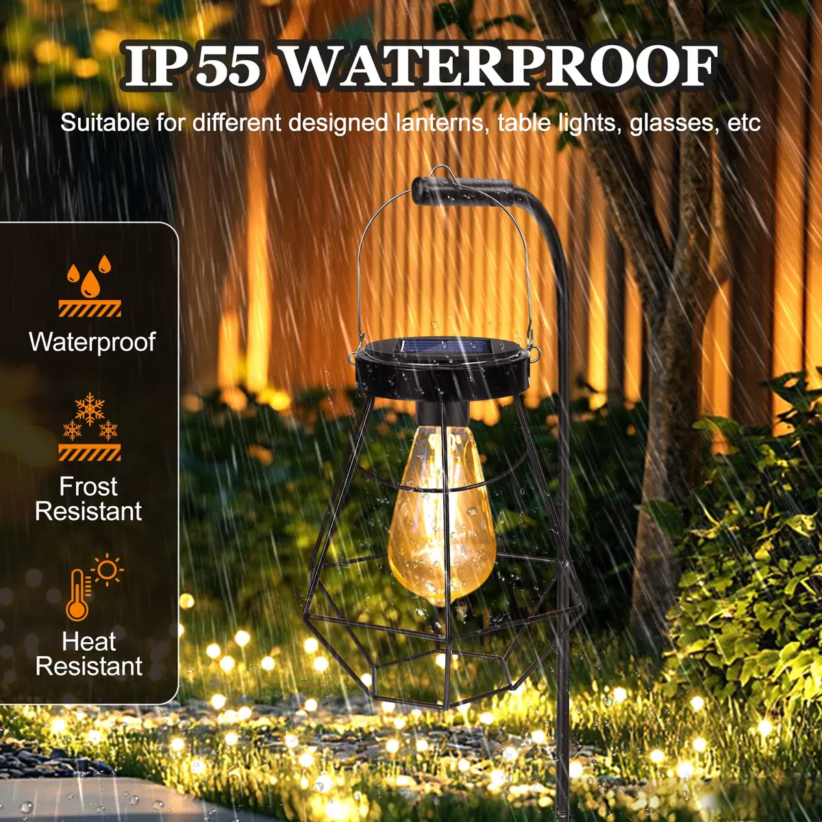 Sostituzione della Luce Solare Top 8 cm, Lampadine Trasparenti per Esterni a Outdoor, Lampadina Impermeabile per Giardino Esterno, da 1.2 V 600 mAh, Adatto per Lampadari all'aperto con Ganci, 2 Pezzi