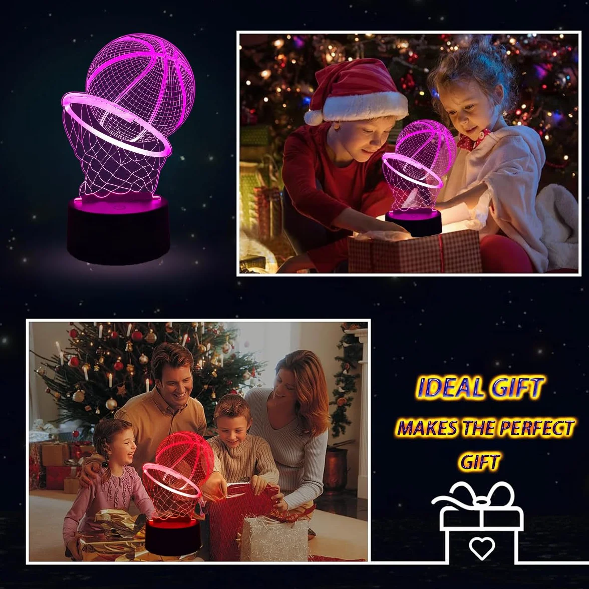 3D Lampada Pallacanestro, Luce Notturna pallacanestro per Bambini, Lampada da basket 3D, Luce Notturna Vision Dimmerabile con Telecomando a 16 Colori, Regalo a Sorpresa per i Bambini