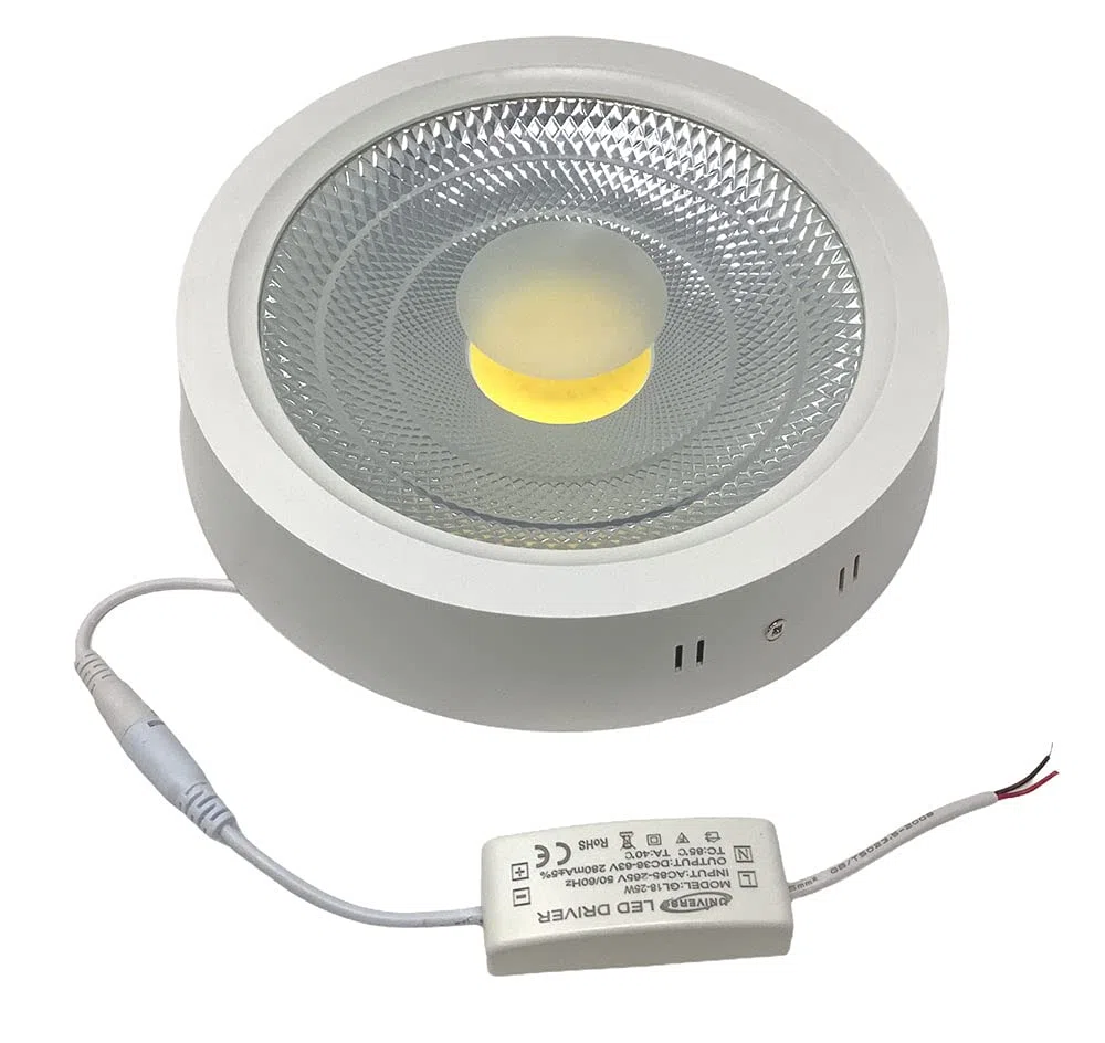 Plafoniera led cob 25 watt montaggio esterno a soffitto lampada a luce bianca fredda 6500k calda 3000k naturale 4000k p-250b-t (Luce naturale 4000k) E14