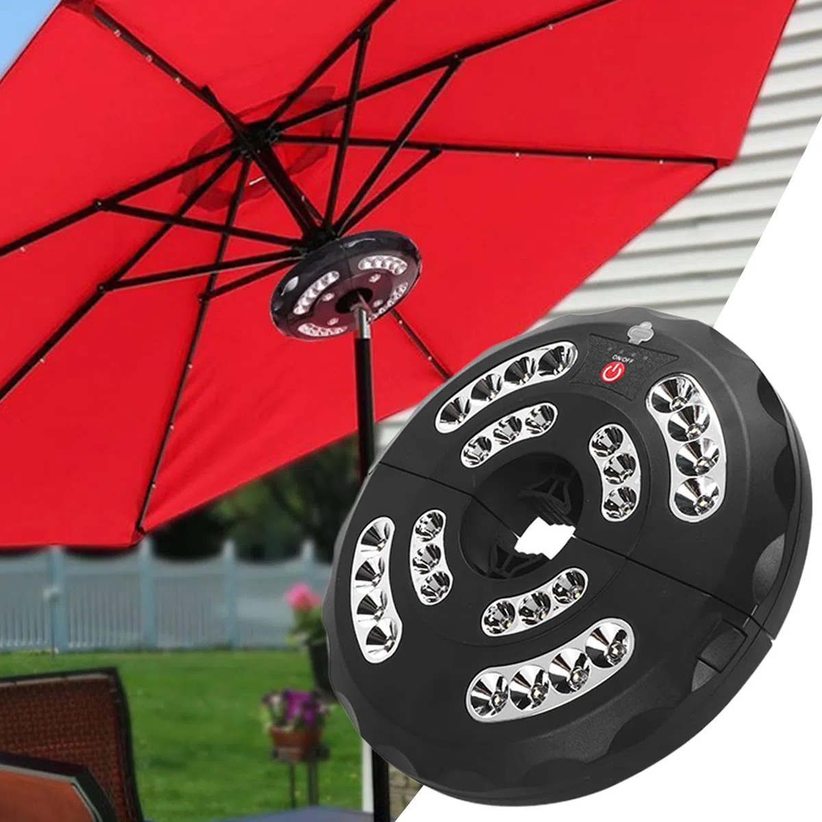 Luce per ombrellone – per patio esterno, lampada da esterno ricaricabile, lampada da esterno con 3 modalità regolabili, impermeabile, ricaricabile per giardino, piscina, cortile, campeggio