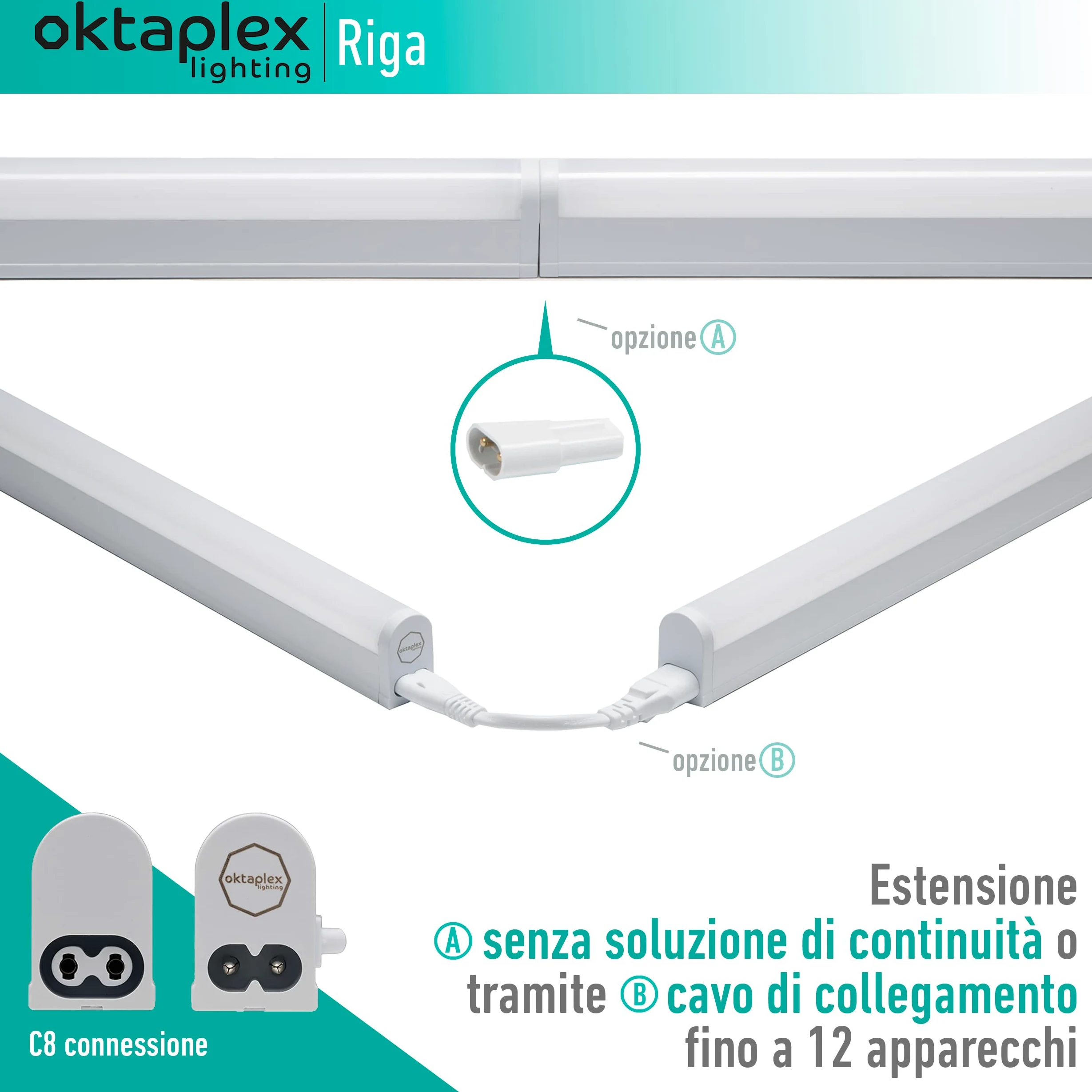 Oktaplex Riga LED sottopensile cucina 84cm bianco neutro 4000K striscia luminosa estensibile sottopensile 1270 lumen 12,7W con interruttore