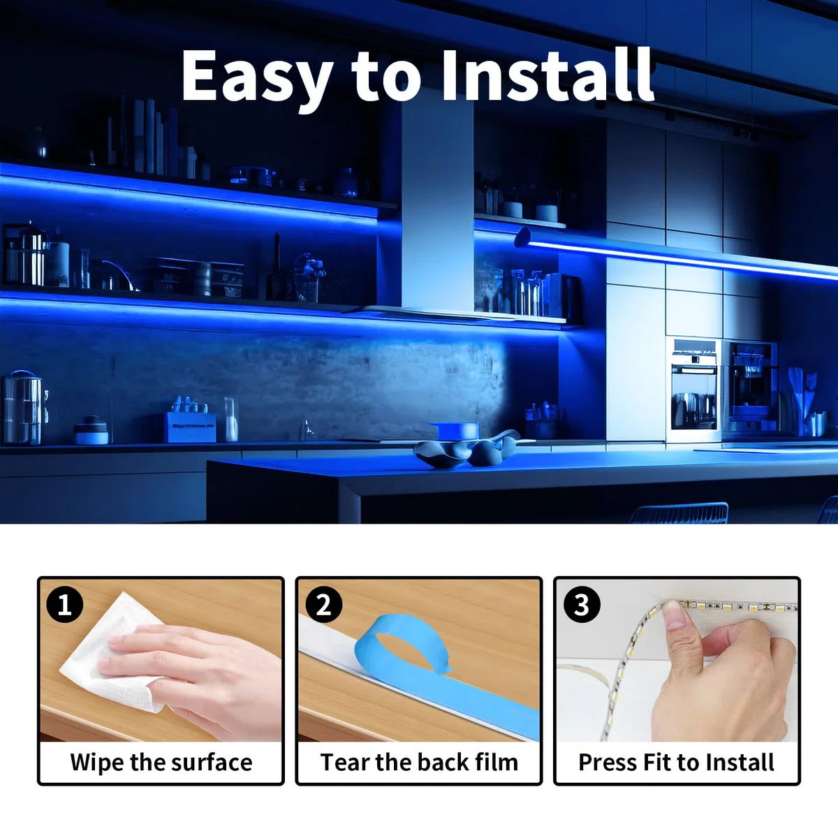 Striscia LED 5 Metri 12V Blu, Luci LED Striscia Luminoso IP65 Impermeabile 300LEDs Strisce LED Flessibili per Interno Esterno Cucina Hotel Natale Decorazione (con Alimentatore)