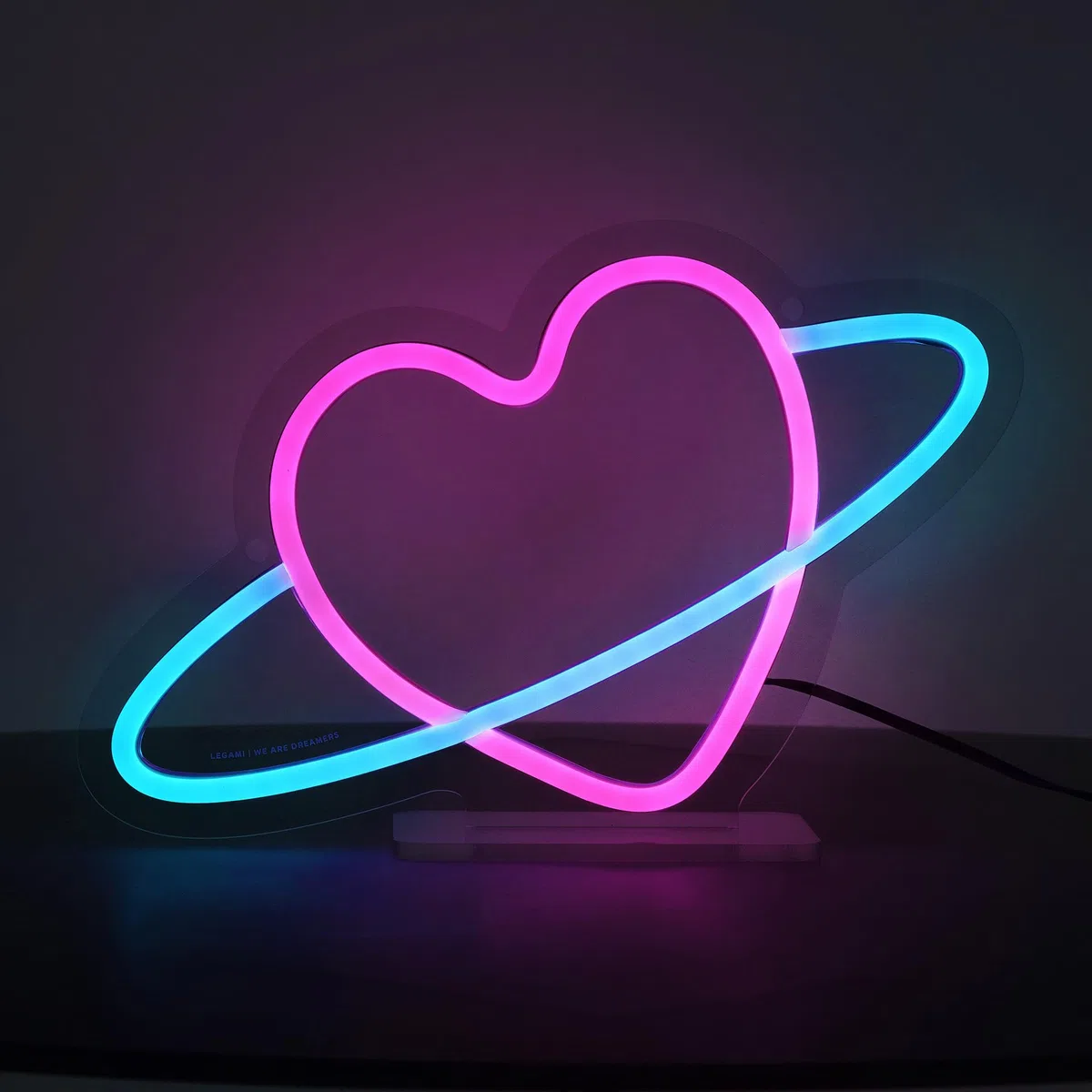 Legami Insegna Luminosa Led a Effetto Neon, Decorazione Casa, Tema Planet Heart, 27 x 17.5 x 8 cm