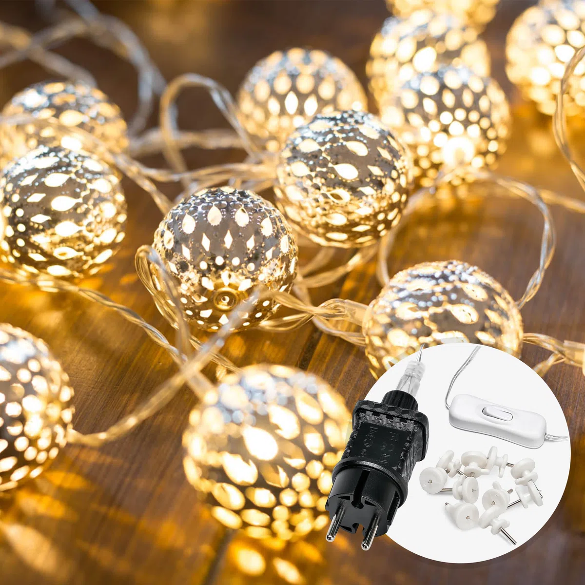 CozyHome Luci Led Marocchine - 7 metri & 20 LED in bianco caldo I Con spina I Per interni I Lucine Led Decorative Camera Da Letto Ghirlanda Luminosa Catena Luminosa Interno Luci Albero Filo Led Lights