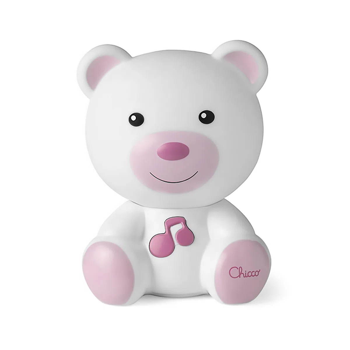 Chicco - Luce Notte e Luce Guida, Lampada Portatile a Forma di Orso con Musica Classica e Suoni Rilassanti, Evolutive, Rosa, 0 mesi +