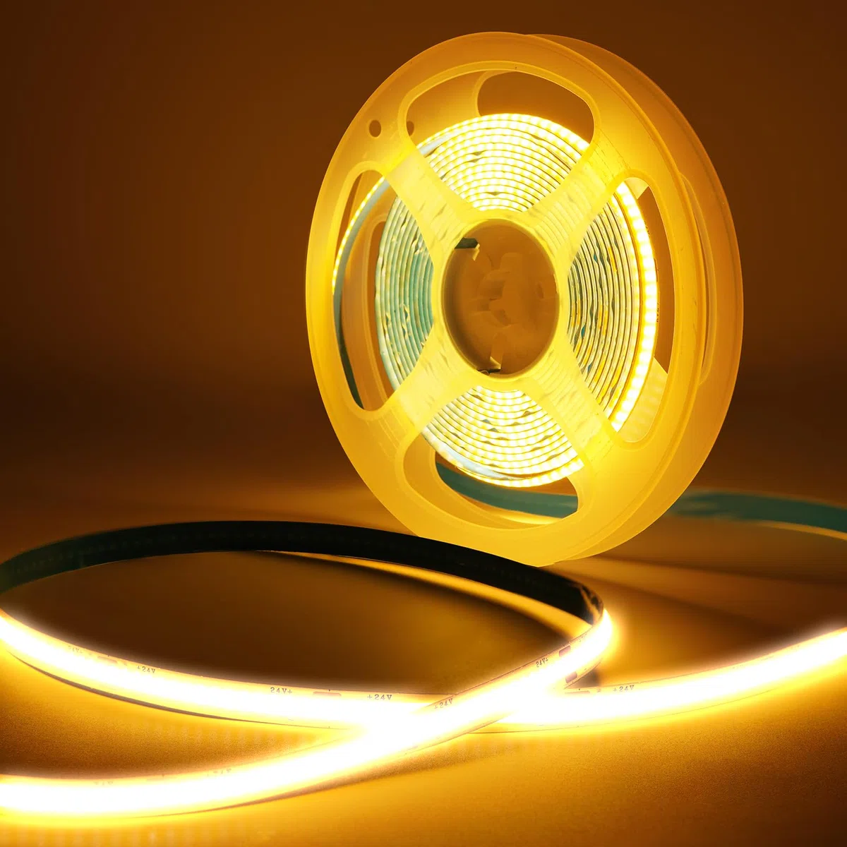 LED COB 3 metri, 320LEDs/m Dimmerabili Bianco Caldo 2700K, con Alimentatore, Telecomando RF, Nastro LED Flessibile Sotto Luce da Pavimento per Illuminazione Domestica Fai da Te