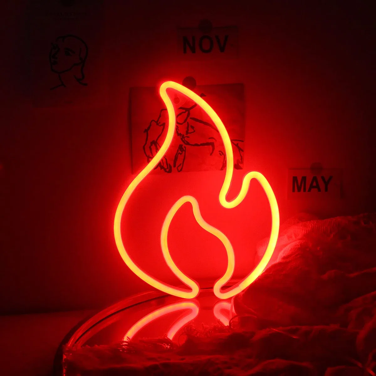 Ineonlife Insegne al Neon a Fiamma per Parete Luci al Neon Rosso Insegna a LED Accendi Fuoco Luce Notturna al Neon per Camera da Letto Bar Ristorante Negozio Decorazioni per La Casa
