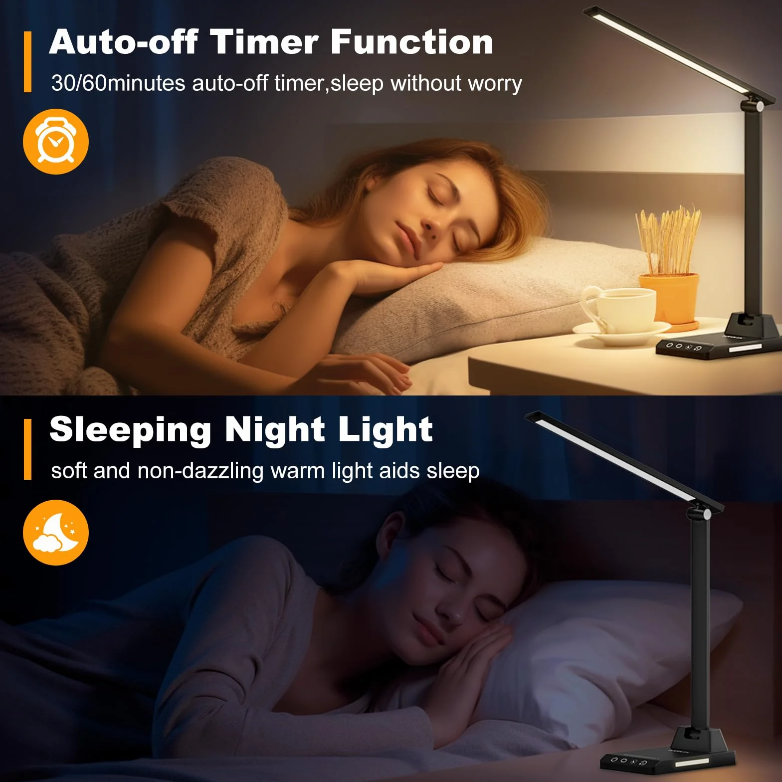 Lampada da Tavolo, Lampada da Scrivania con 2500mAh Batteria, Lampada da Tavolo Senza Fili, 5 Modalità di Luce x 10 Livelli di Luminosità, USB Lampada Scrivania, Timer 30/60min Lampada Led da Tavolo