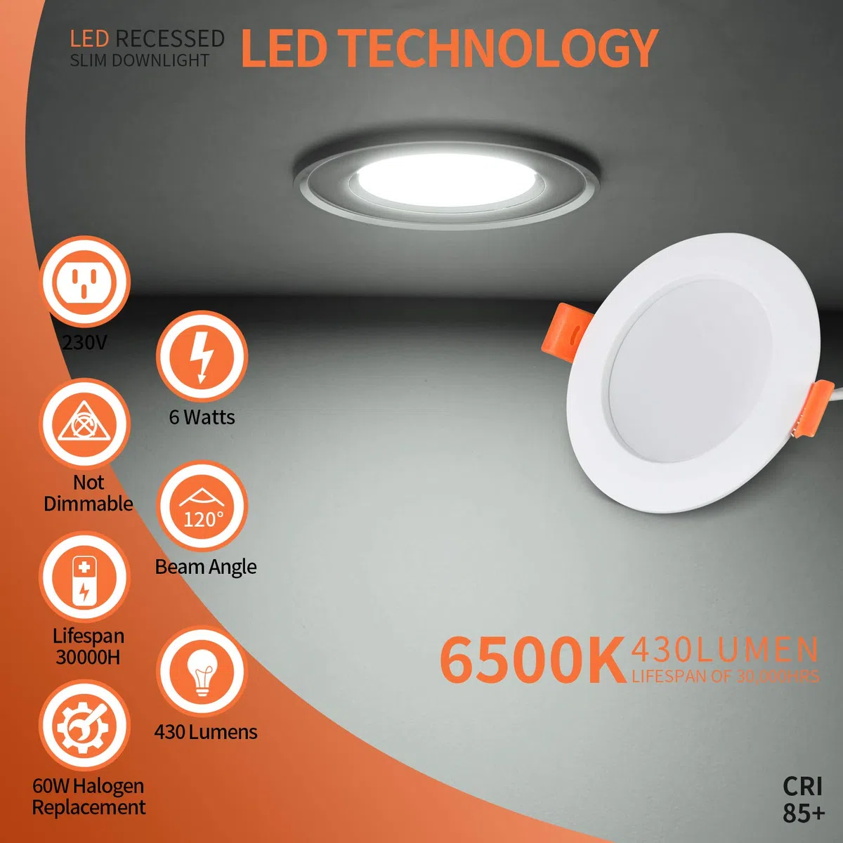 Faretti LED da Incasso, 3 X 6W Faretti Cartongesso, 430LM, 6000K Luce Bianco Freddo, Non Dimmerabile, AC 220-240V Luci da incasso, Integrati Ultrasottile Pannello Lampada, Spot LED incasso