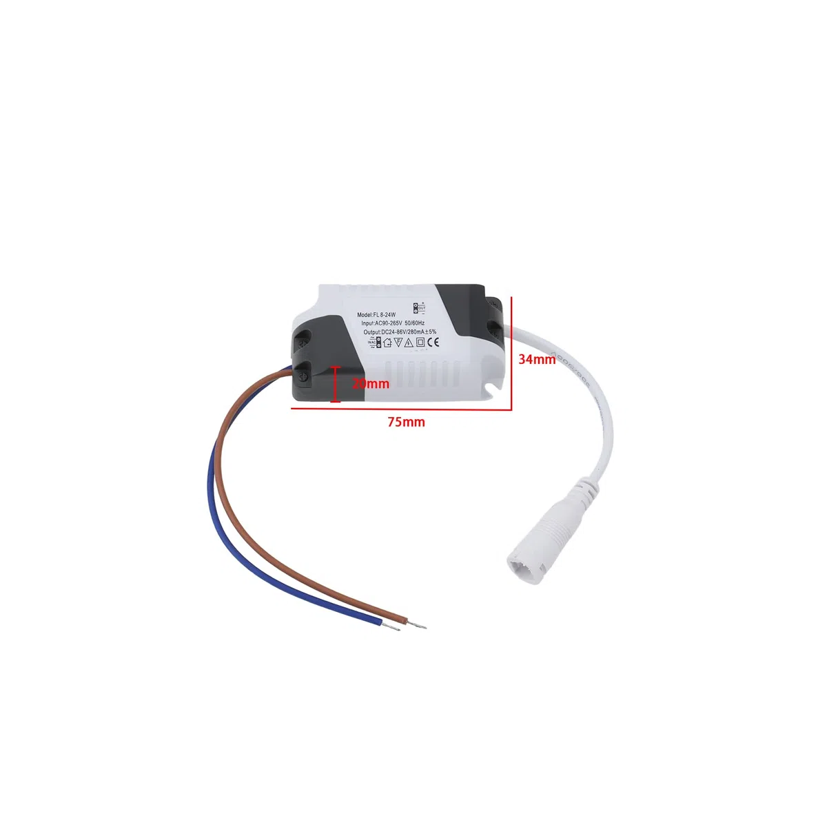 EMSea 4 Pz Pannello LED Alimentazione 8-24W Trasformatore Driver Alimentatore Non isolato Alimentazione 24-86V 280mA per Proiettore Luce di Soffitto Luce di Strada 75x34x20mm