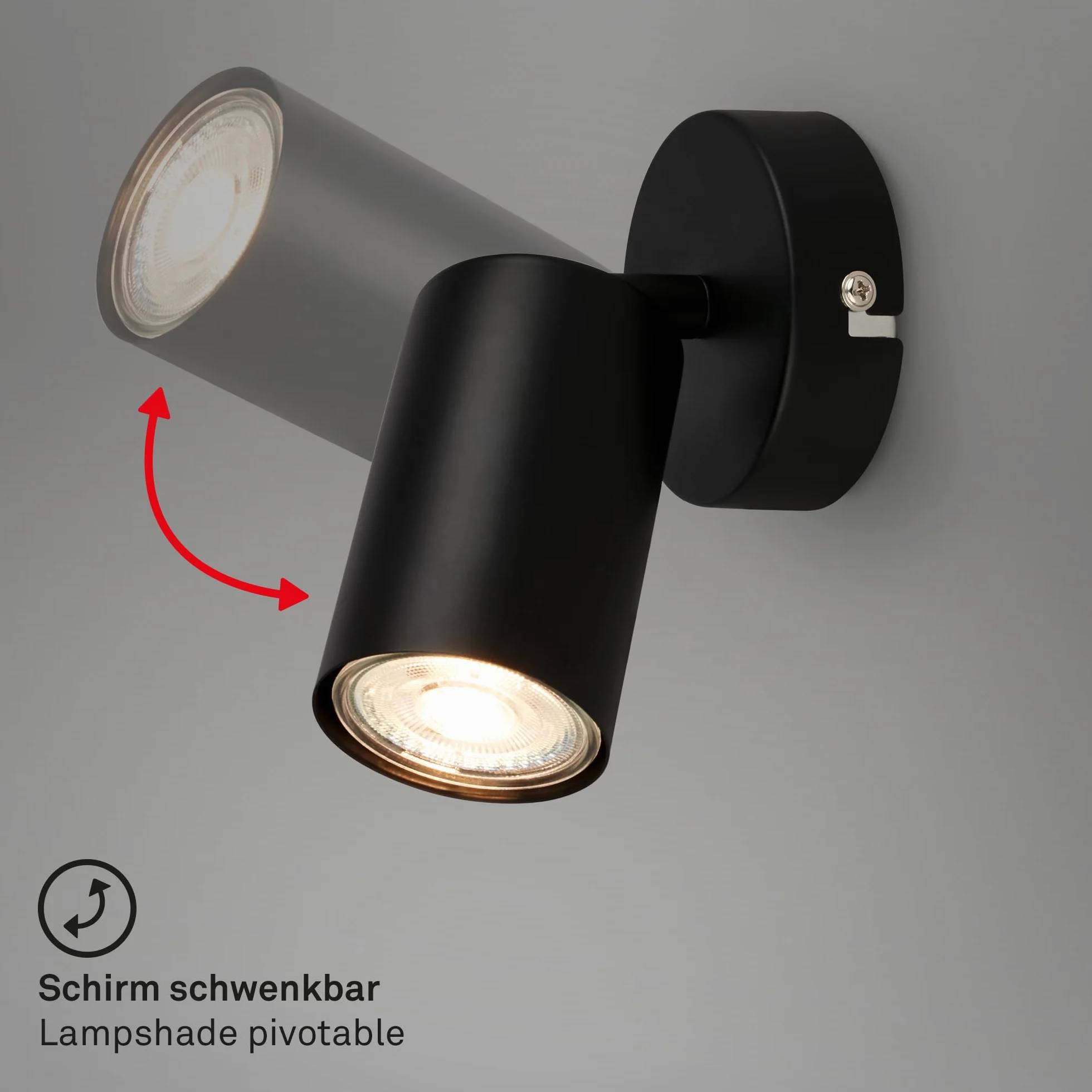 BRILONER - Set di 2 applique da parete per interni, attacco GU10, max. 9 W, applique camera da letto, interno, lampada parete, camera da letto, 8 x 15,5 cm, nero