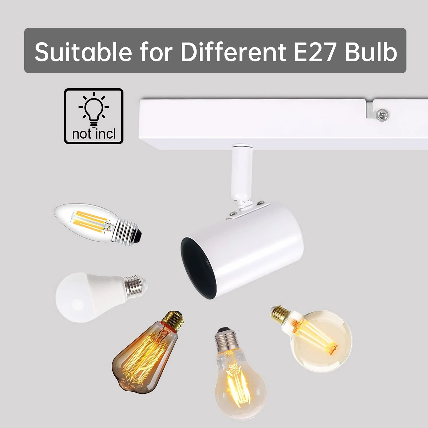 Faretti da Parete Interno Orientabili, Bianco Lampadario Faretti Led Soffitto non Inclusa Lampadina E27, Luci da Soffitto e27 per Soggiorno, Corridoio, Entrata o Scale, Max Non più di 60W