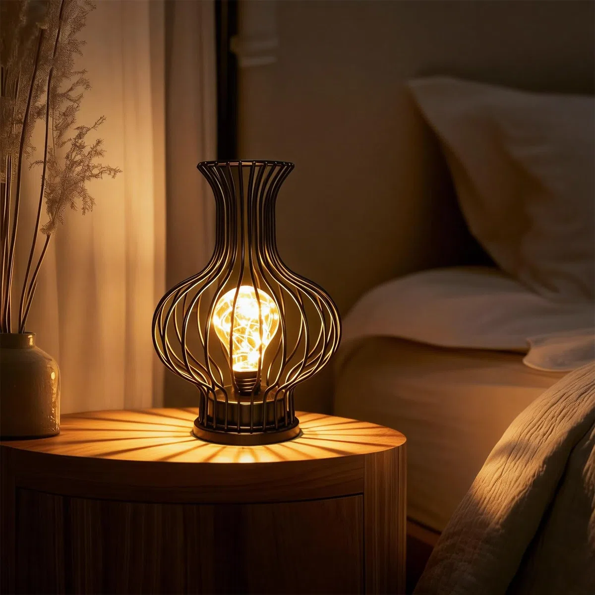 Lampada LED a forma di caraffa da vino - Lampada decorativa per interni da salotto con barre metalliche per cucina e soggiorno, lampadina dal design futuristico, luce d'atmosfera con