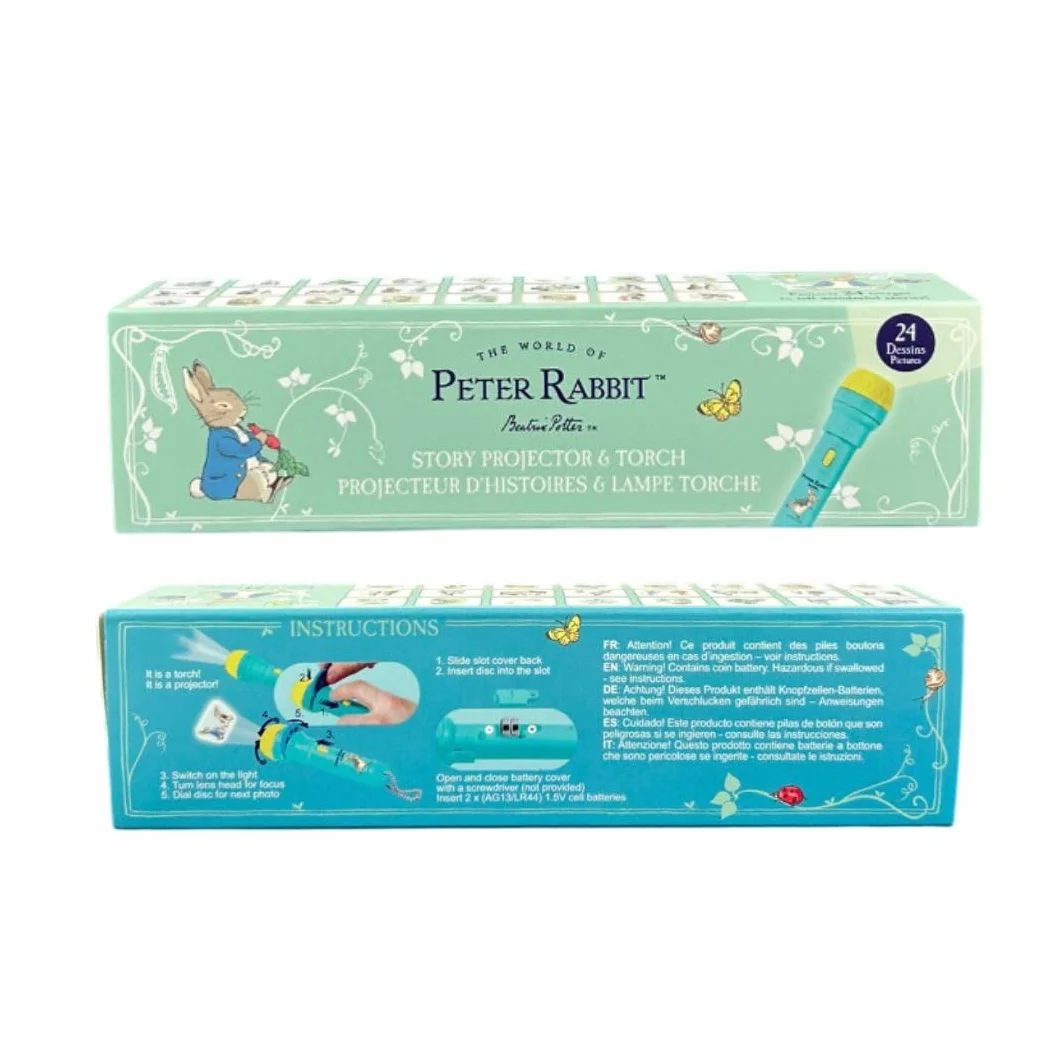 Trousselier Torcia tascabile Pierre Coniglio Proiettore Storia Bambino - Lampada Torcia a Storia Bambino Peter Rabbit - Giocattolo dai 3 anni - 3 dischi a immagine e batterie incluse