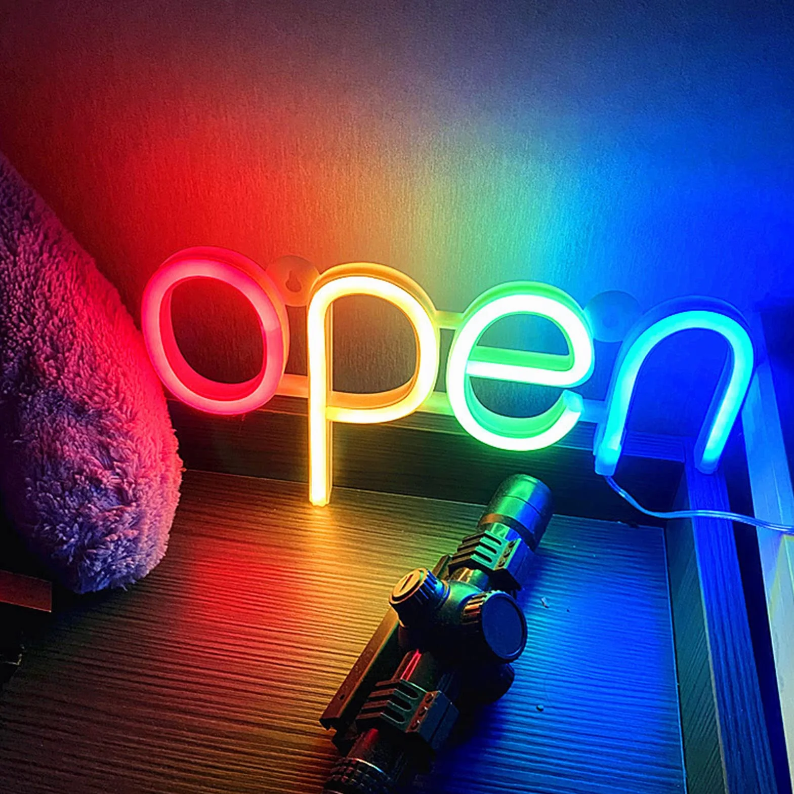 LED Neon OPEN Sign Hanging Door OPEN Light Box Lampada da Modellazione a LED Mini Lavagna Luminosa Aperta in Miniatura per Negozio Esterno e Ingresso