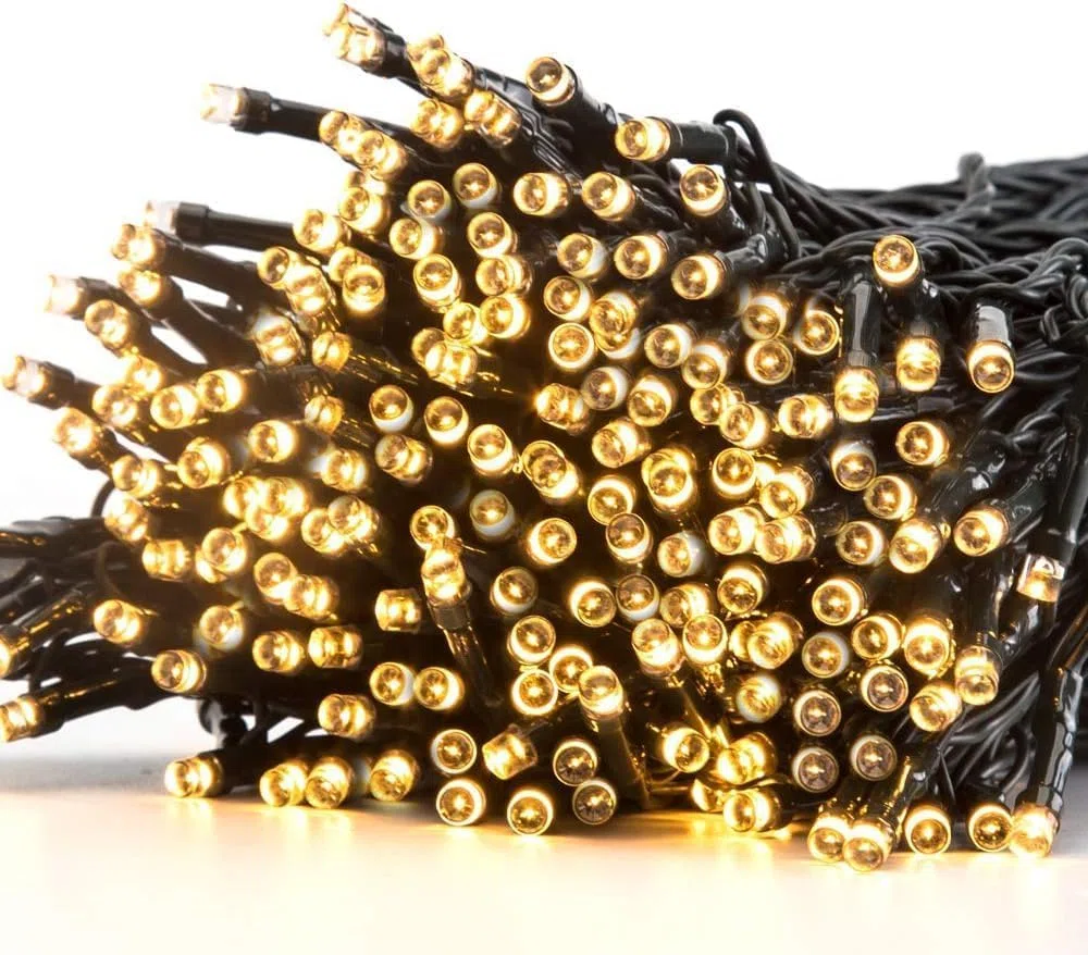 Avoalre Luci Natale Esterno Batteria, 300LEDs Catena Luminosa Lunga 40 Metri, Luci Albero di Natale con 8 Modalità e Timer per Giardini Patio Camere da Letto Matrimoni Feste Compleanni - Bianco Caldo
