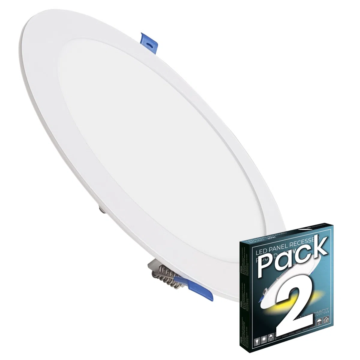 LED ATOMANT Confezione da 2 Pannello LED Downlight da Incasso Rotondo Piato 20W 220mm 1800lm, Colore Bianco Freddo (6500K), Driver incluso