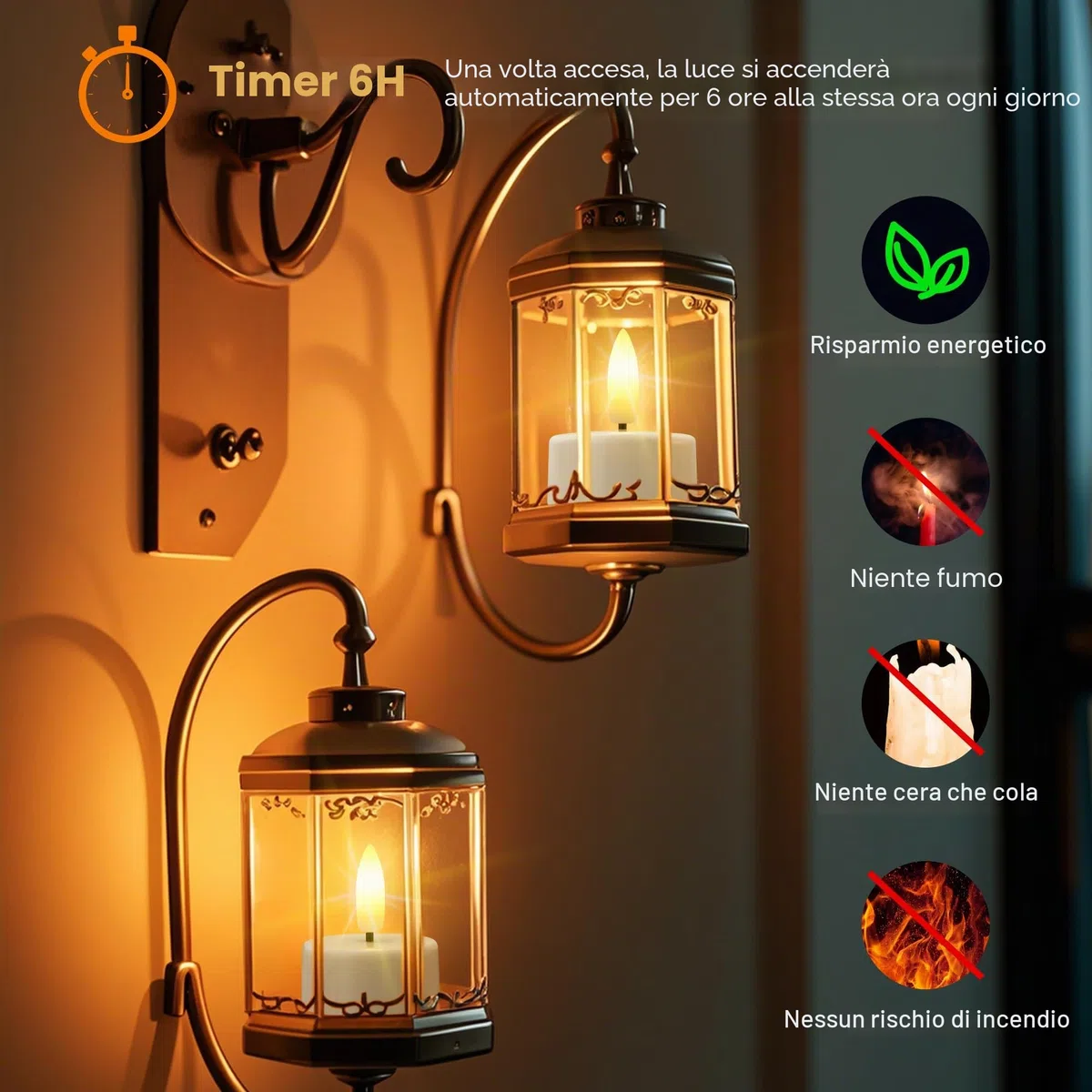 EXTSUD 12 lumini a LED con timer, ricaricabili, candele a LED, senza fiamma, luce tremolante, luce notturna, lumini elettrici per la gioventù, portacandela da tavolo per il soggiorno