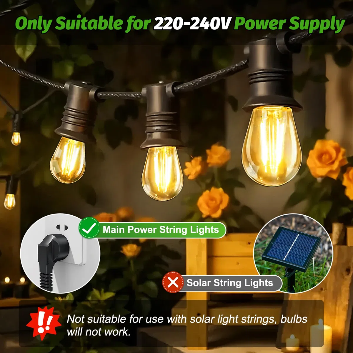 15 Pezzi Lampadine di Ricambio S14 E27 LED 2W, Equivalente Incandescenza 20W, Bianca Calda 2700K, 160LM, Impermeabili IP44, Non Dimmerabile, per Stringa Luminose Illuminazione Interna ed Esterna